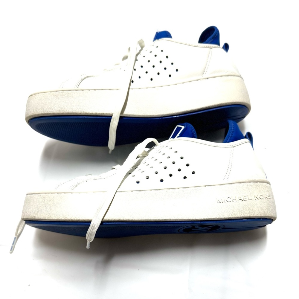 Michael Kors Casual Lace Up Sneaker Shoe Womens Size 8 White‎ Blue
